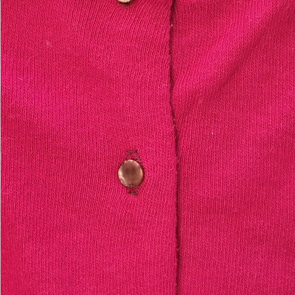 Vintage 80s Hot Pink Tight Knit Long Sleeve Button Down Cardigan Sweater - Picture 7 of 10